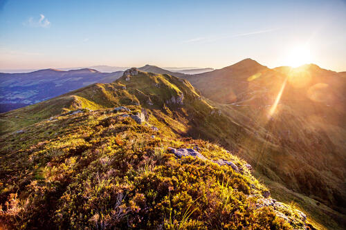 Coucher de soleil sur les monts du Cantal 