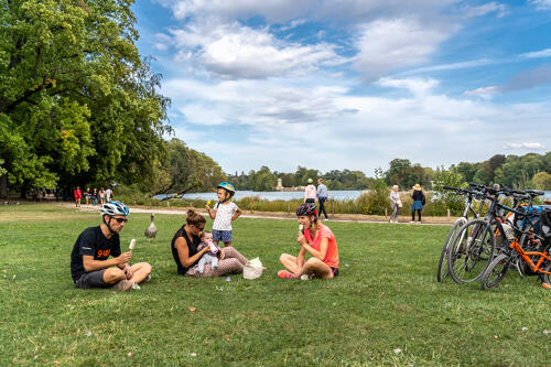 Pause vélo en famille au parc de la Tête d'or, Lyon 