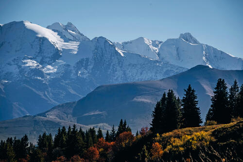 Le Mont Blanc vu depuis les hauteurs de Megève (74) 